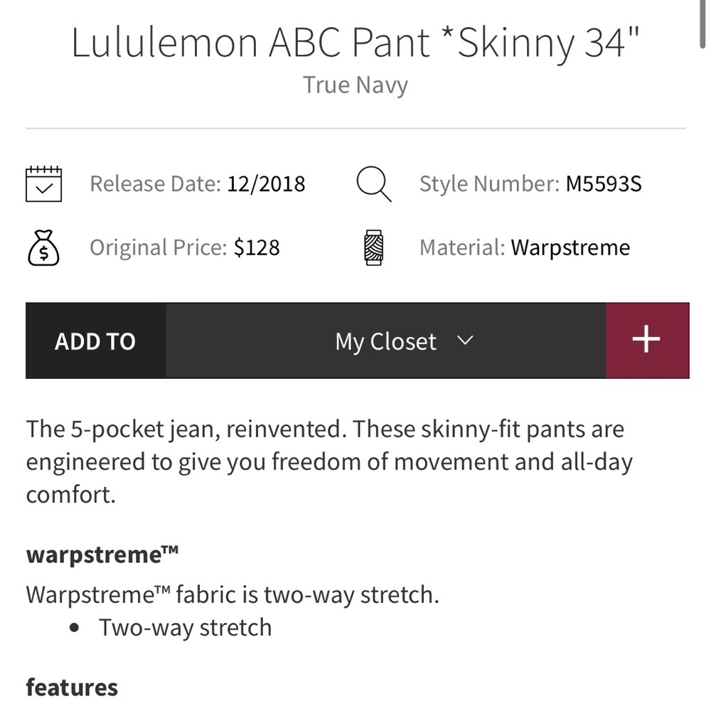 lululemon athletica Men's ABC Pants - True Navy - Picture 4 of 9